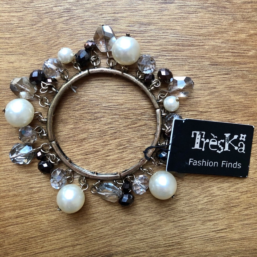 🌈3/$20 Treska Stretch Bangle Bracelet Vintage Style Faux Pearls
